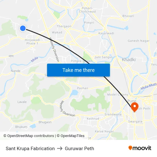 Sant Krupa Fabrication to Guruwar Peth map