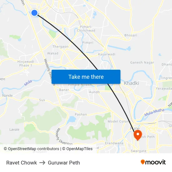 Ravet Chowk to Guruwar Peth map
