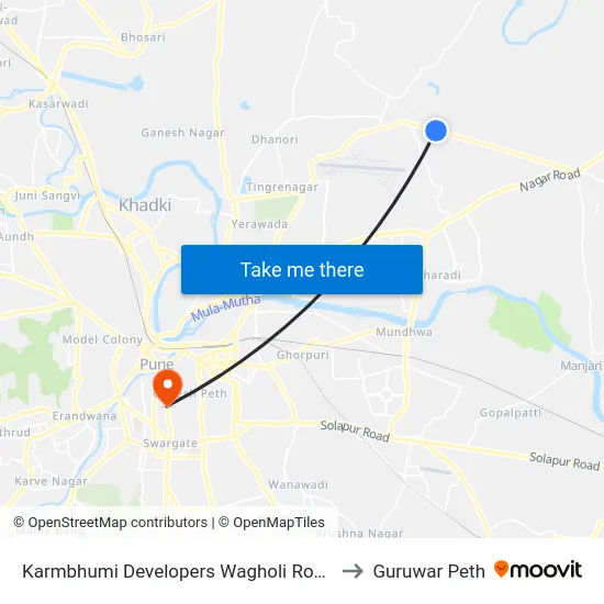 Karmbhumi Developers Wagholi Road to Guruwar Peth map