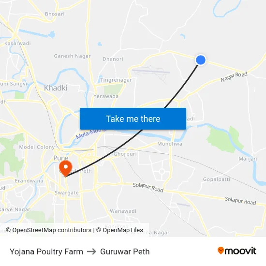 Yojana Poultry Farm to Guruwar Peth map