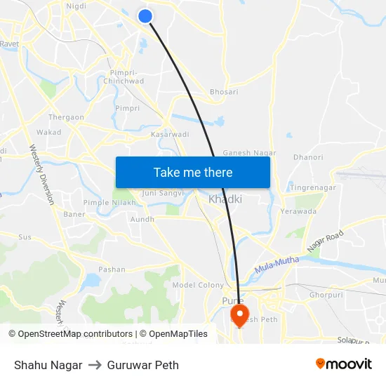 Shahu Nagar to Guruwar Peth map