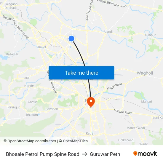 Bhosale Petrol Pump Spine Road to Guruwar Peth map