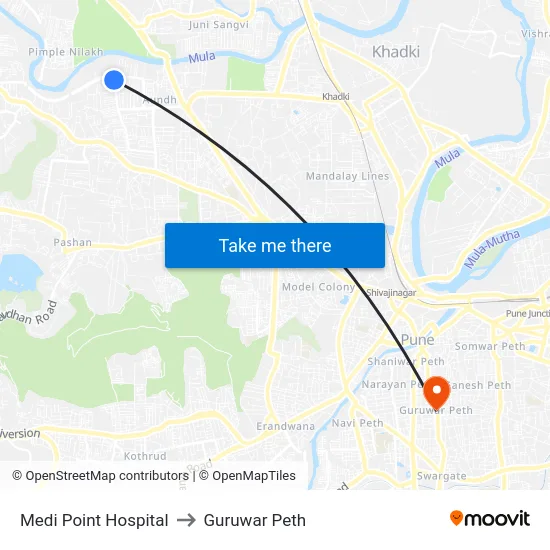 Medi Point Hospital to Guruwar Peth map