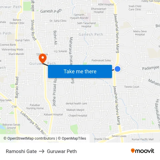Ramoshi Gate to Guruwar Peth map