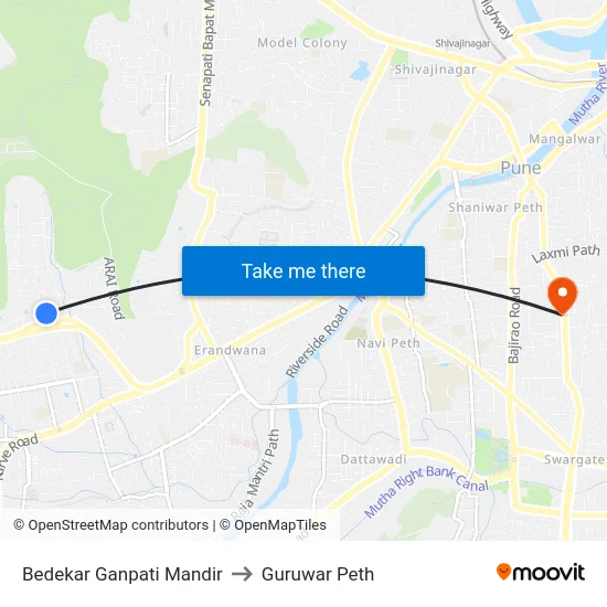 Bedekar Ganpati Mandir to Guruwar Peth map