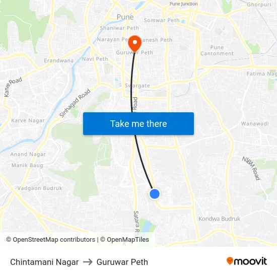 Chintamani Nagar to Guruwar Peth map