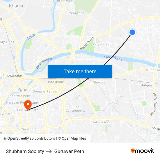 Shubham Society to Guruwar Peth map