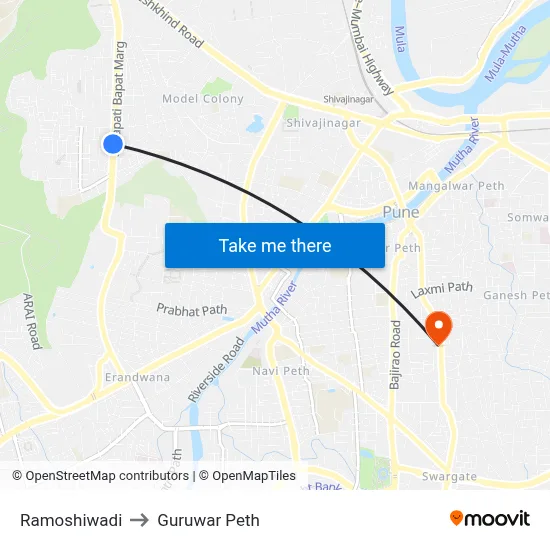 Ramoshiwadi to Guruwar Peth map