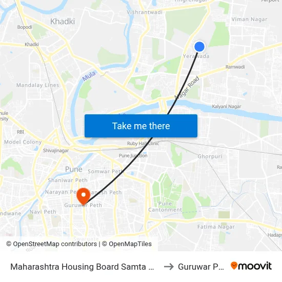 Maharashtra Housing Board Samta Nagar to Guruwar Peth map