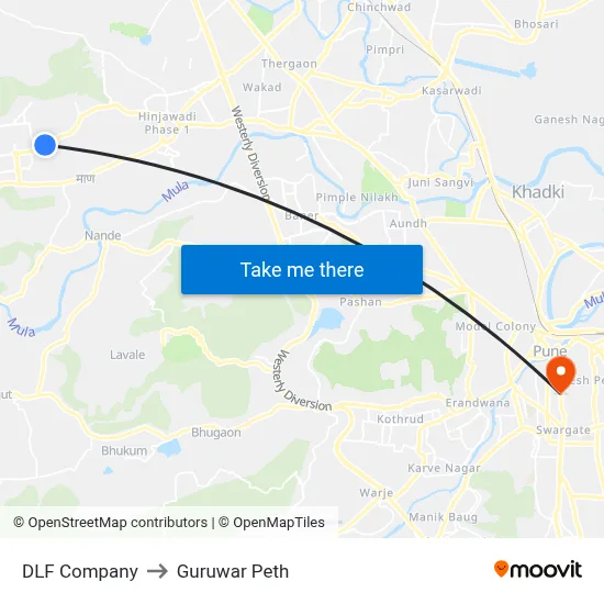 DLF Company to Guruwar Peth map