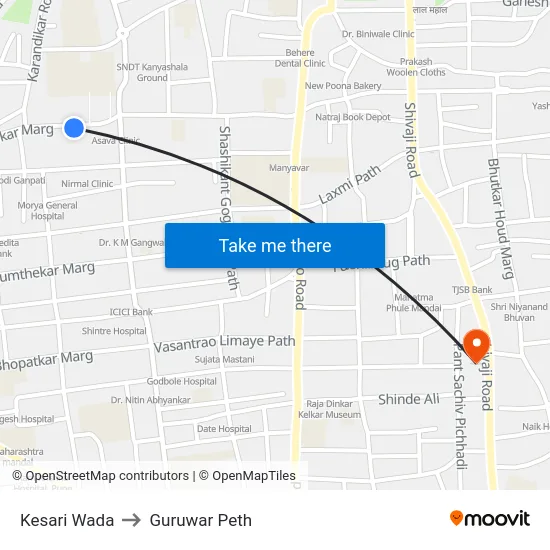 Kesari Wada to Guruwar Peth map
