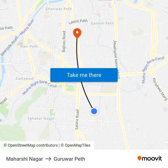 Maharshi Nagar to Guruwar Peth map