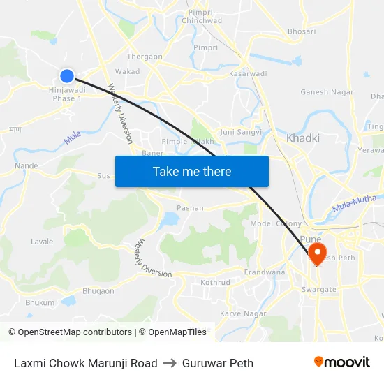 Laxmi Chowk Marunji Road to Guruwar Peth map