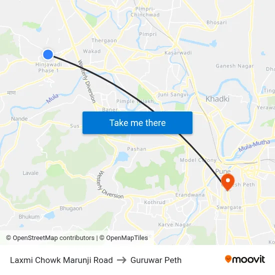 Laxmi Chowk Marunji Road to Guruwar Peth map