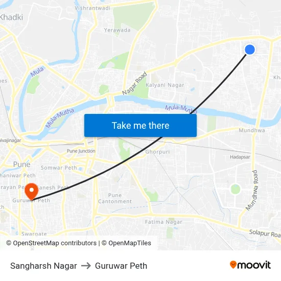 Sangharsh Nagar to Guruwar Peth map