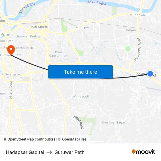 Hadapsar Gadital to Guruwar Peth map