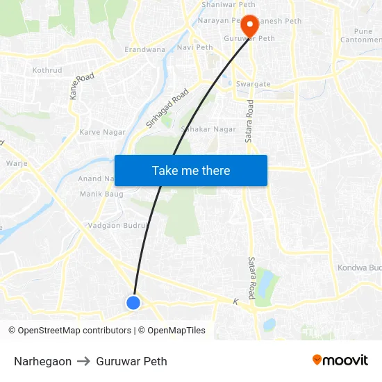 Narhegaon to Guruwar Peth map