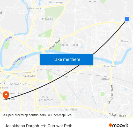 Janakbaba Dargah to Guruwar Peth map