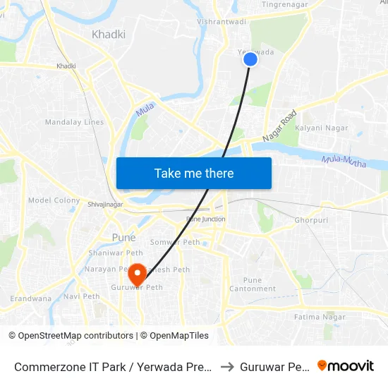 Commerzone IT Park / Yerwada Press to Guruwar Peth map