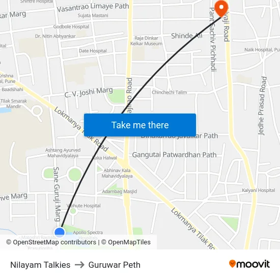 Nilayam Talkies to Guruwar Peth map