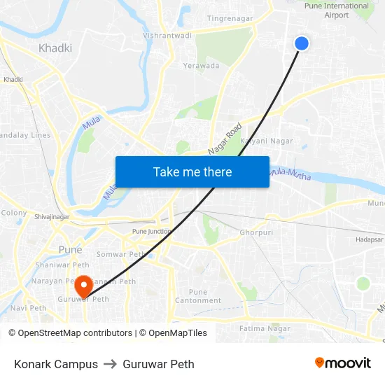 Konark Campus to Guruwar Peth map