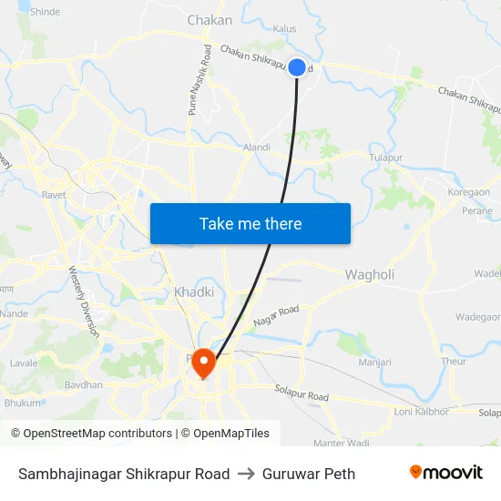 Sambhajinagar Shikrapur Road to Guruwar Peth map