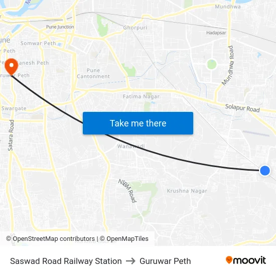 Saswad Road Railway Station to Guruwar Peth map