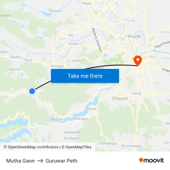 Mutha Gaon to Guruwar Peth map