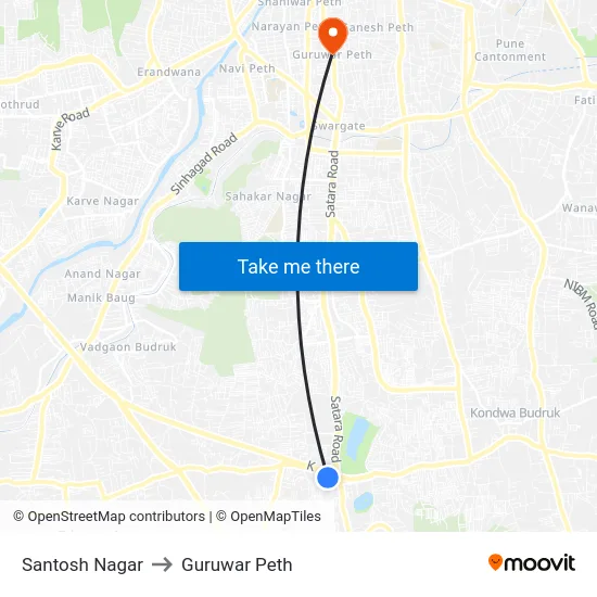 Santosh Nagar to Guruwar Peth map
