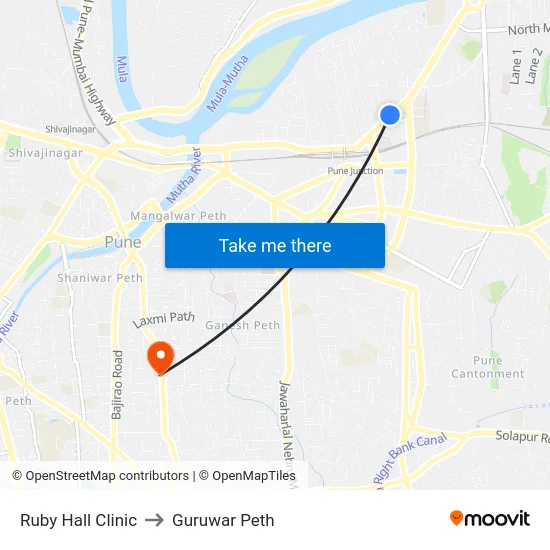 Ruby Hall Clinic to Guruwar Peth map