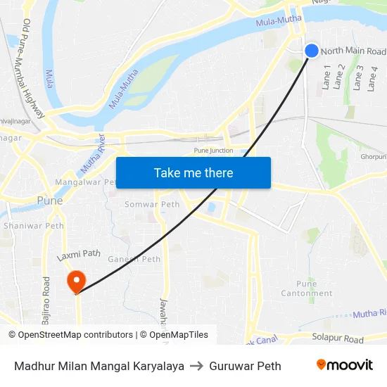 Madhur Milan Mangal Karyalaya to Guruwar Peth map