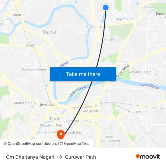 Om Chaitanya Nagari to Guruwar Peth map
