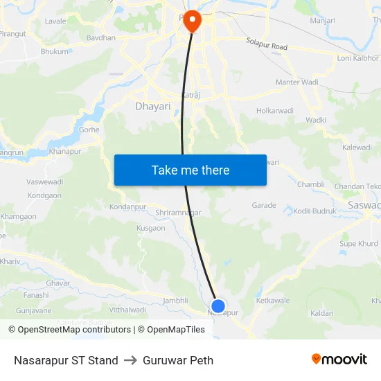 Nasarapur ST Stand to Guruwar Peth map