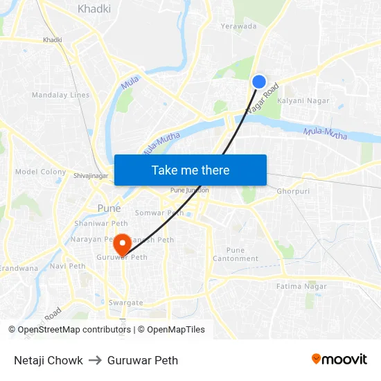 Netaji Chowk to Guruwar Peth map