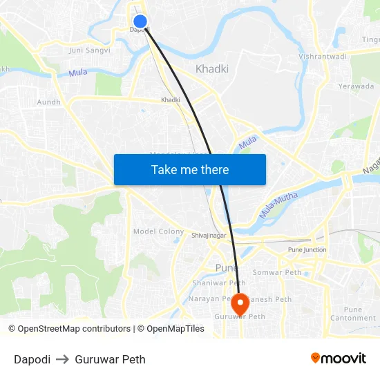Dapodi to Guruwar Peth map