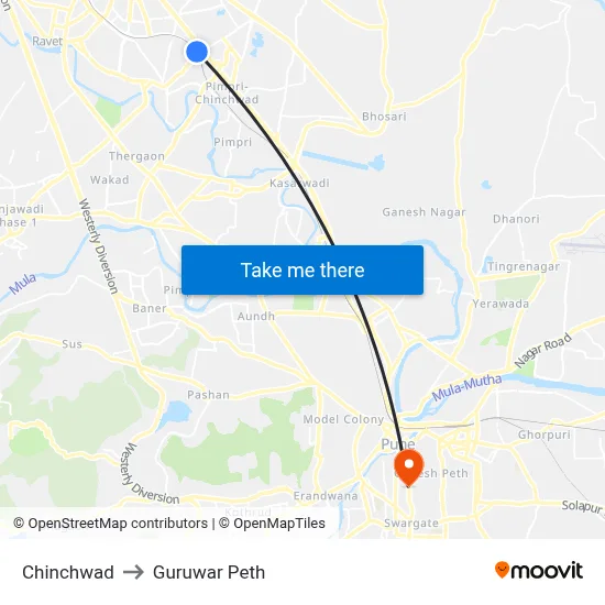 Chinchwad to Guruwar Peth map