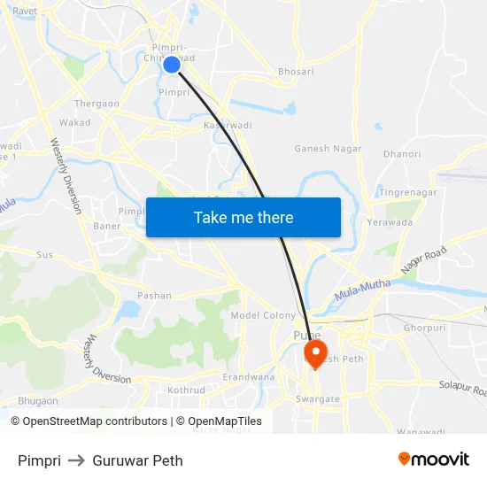 Pimpri to Guruwar Peth map