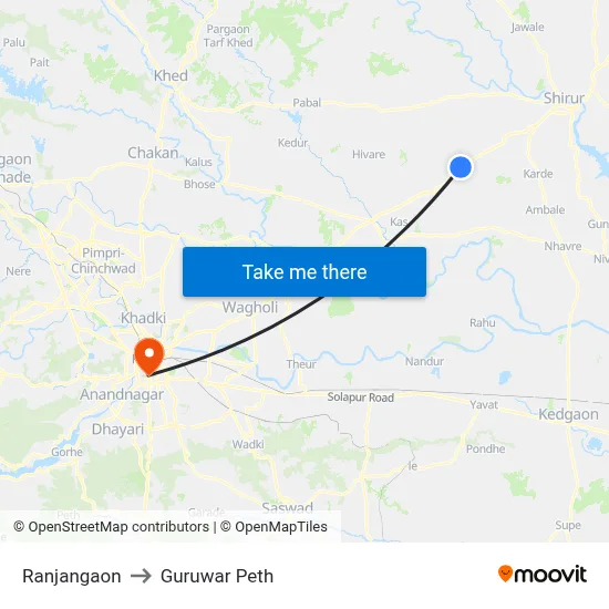 Ranjangaon to Guruwar Peth map