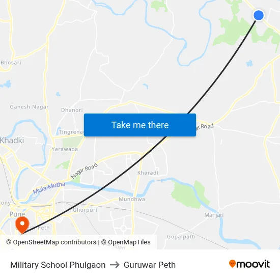 Military School Phulgaon to Guruwar Peth map