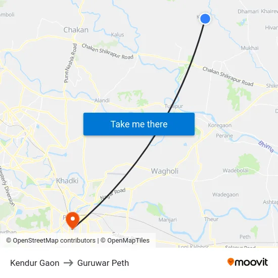 Kendur Gaon to Guruwar Peth map