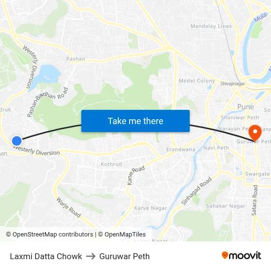 Laxmi Datta Chowk to Guruwar Peth map