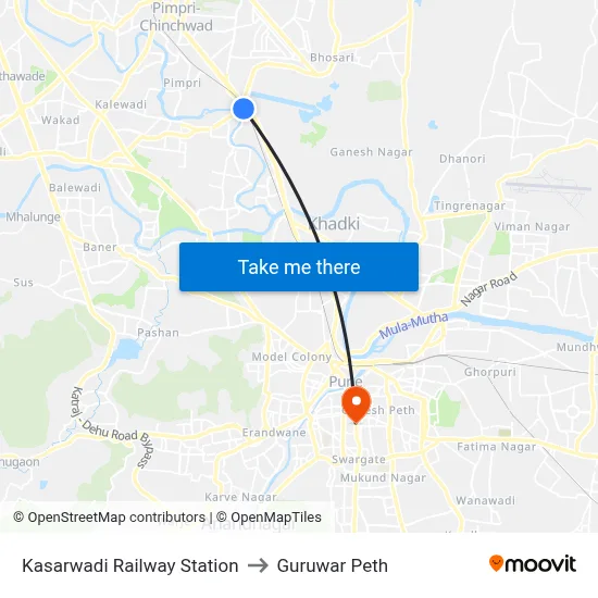 Kasarwadi Railway Station to Guruwar Peth map