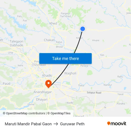 Maruti Mandir Pabal Gaon to Guruwar Peth map