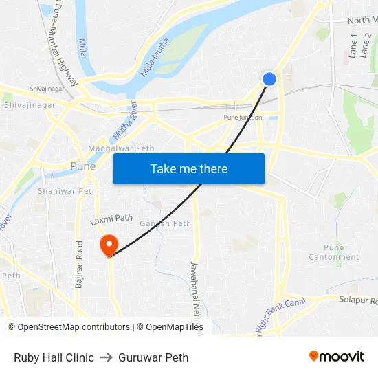 Ruby Hall Clinic to Guruwar Peth map