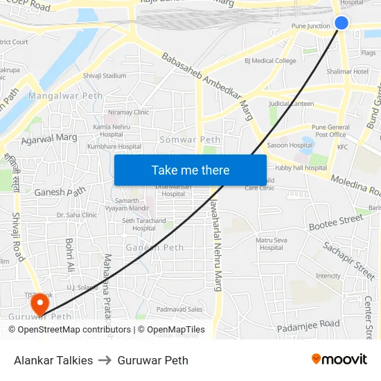 Alankar Talkies to Guruwar Peth map