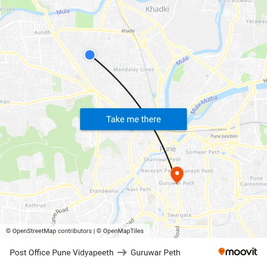 Post Office Pune Vidyapeeth to Guruwar Peth map