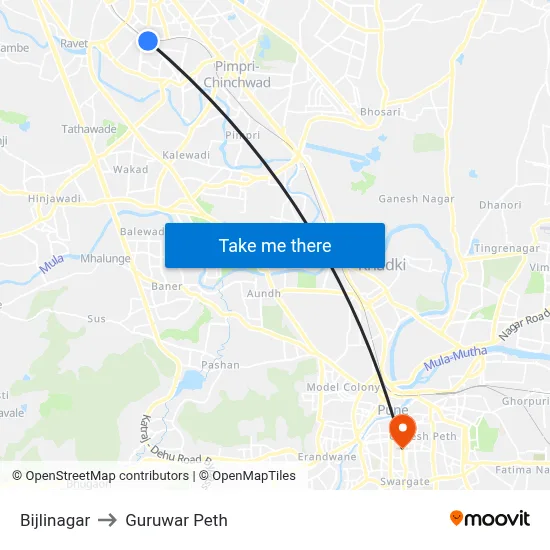 Bijlinagar to Guruwar Peth map