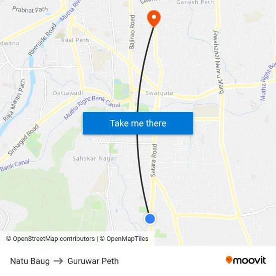 Natu Baug to Guruwar Peth map