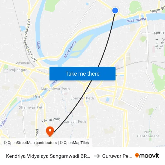 Kendriya Vidyalaya Sangamwadi BRTS to Guruwar Peth map