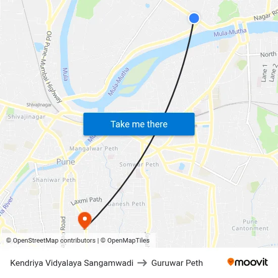 Kendriya Vidyalaya Sangamwadi to Guruwar Peth map